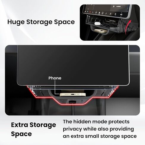 BarBaren Hideable Under Screen Storage Model Y/3, Magnetic Center Console Organizer for Tesla Model Y 2025-2020 & Model 3 2017-2023 (Not fit 2024 Model 3 Highland or 2025 Refreshed Model Y Juniper) in Kuwait