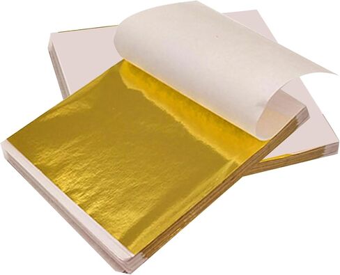 200 Sheets Gold Leaf Sheets, Gold Foil Sheets for Arts, Gold Leaf Pape for Crafts, Resin Art, Furniture, Canvas, Decorating in Saudi Arabia