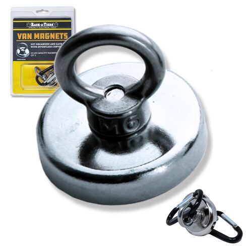 Rack-A-Tiers Racky Van Magnets - Magnetic Tool Holder for Vans, Electrician Van Magnet, 25 lbs Magnet Hook with Carabiner (25 lbs) (RV025) in Saudi Arabia
