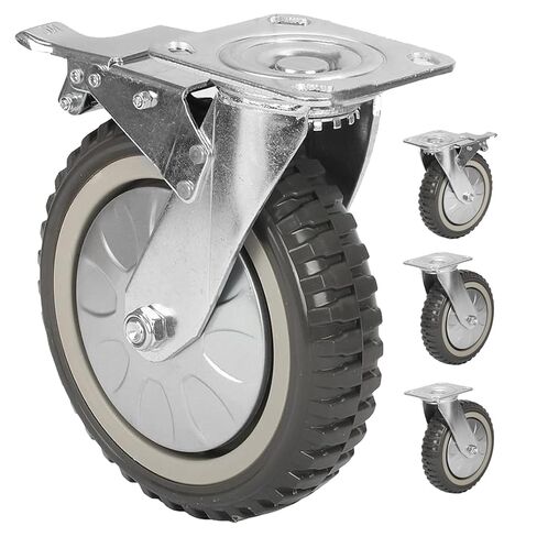 uyoyous 8 In Caster Wheels Industrial Heavy Duty Casters 4 Pack Anti-Skid Polychloride Swivel Casters Utility Cart Wheels with zinc top Plate 360 Degree Rotation Under 1760lb Wheel with Locking Brakes in Saudi Arabia