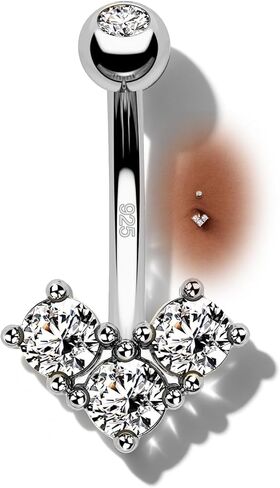 925 Sterling Silver Belly Button Rings 14G Heart Belly Navel Rings for Women Cute Navel Piercing Jewelry in Saudi Arabia