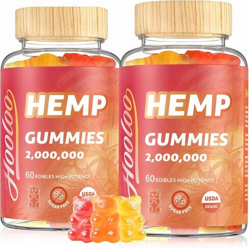 HOOLOO Hemp Gummies for Adult – High Potency 2,000,000MG, 100% Natural Pure Organic Sugar Free Fruity Hemp Gummies, Made in USA in Saudi Arabia