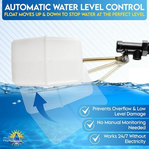FT150B Made In USA 3/8″ Auto Fill Float Valve – Automatic Water Level Control for Pool & Water Tank – Fits 8″ Canister – Wingnut Adjustment, 3″ Arm, 2.25 GPM, 125 PSI – Pool & Spa Autofill Valve in Saudi Arabia