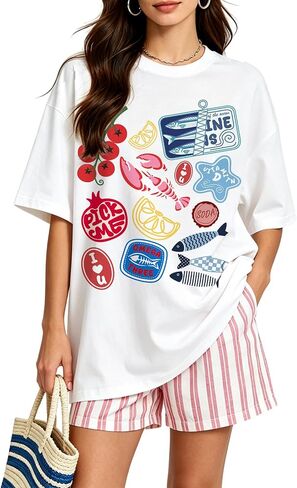 Womens Y2k Fruit Graphic Print Oversized T Shirts Summer Vintage Aesthetic Baggy Tees Tops Teen Girl Clothes in Saudi Arabia