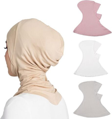Yeieeo 4 Pieces Muslim Inner Hijab Cap for Women Turban Underscarf Undercap Bonnet Islamic Jersey Tube Caps in Saudi Arabia