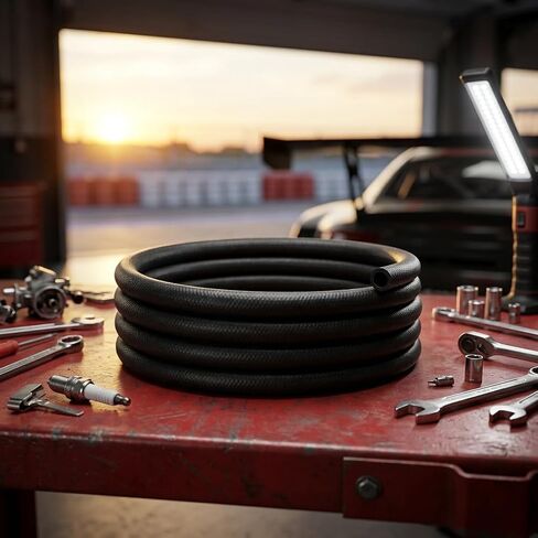 5/16" ID Fuel Line Hose SAE 30R6 Braided with 10 Clamps Rubber Tubing 10 Feet 300PSI for Automotives Boat Generators fuel hose (8mm ID) (ID 5/16) in Saudi Arabia