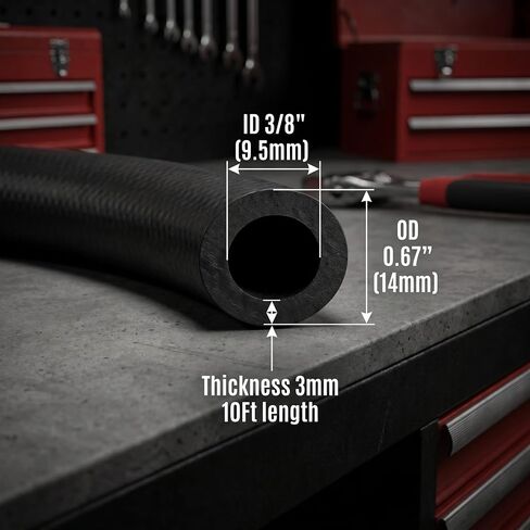 5/16" ID Fuel Line Hose SAE 30R6 Braided with 10 Clamps Rubber Tubing 10 Feet 300PSI for Automotives Boat Generators fuel hose (8mm ID) (ID 5/16) in Saudi Arabia