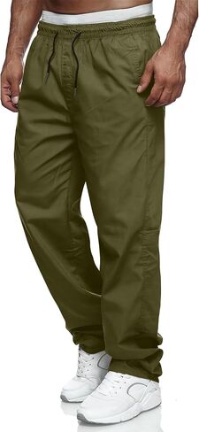 Comdecevis Mens Casual Pants Drawstring Joggers Sweatpants with Pockets Loose Fit Cargo Pants in Kuwait