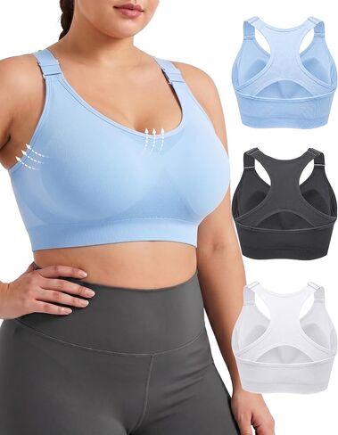FITTIN Sports Bras Pack for Women: Padded Support Adjustable Strap Racerback Bra for Workout Gym Yoga Large Bust in Saudi Arabia