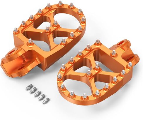 Orange Wide Fat Forged Foot Pegs Compatible with KTM 65SX 2009-18 85SX 2003-17 125SX 250-450SX-F 1998-15 250SX 1998-16 125-530 EXC EXC-F 1998-16 150-300XC 250XC-F 2006-16,See Fitment in Saudi Arabia
