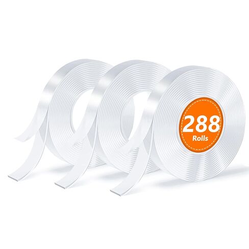 Double-Sided Adhesive Tape, Nano Tape, Transparent Adhesive Tape, Traceless Adhesive Tape, Removable, Washable, Reusable, Suitable for Carpets, Photo Walls, 3m Per Roll, 6 Rolls in Saudi Arabia