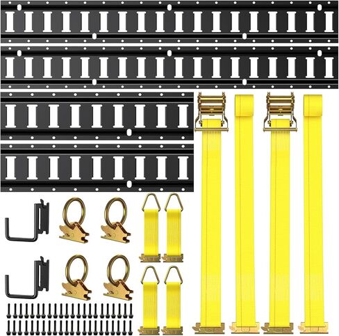 Trekassy E Track Tie-Down Rail Kit, 20 Pcs Set Etrack kit: 16in+2ft+3ft Rails, 6 O-Rings, 4 Tie Offs, 2 J-Hooks for Trailers, Vans, Trucks, Garages in Kuwait