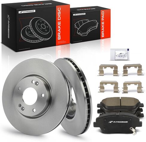 A-Premium 11.81 inch(300 mm) Front Vented Disc Brake Rotors + Ceramic Pads Kit Compatible with Select Hyundai and Kia Models - Optima 2011-2016, Sonata 2011-2015, 6-PC Set in Saudi Arabia