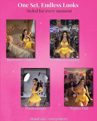 Women's Sexy Princess Lingerie Set - Fairytale Cosplay Fantasy Costume Gold in Saudi Arabia
