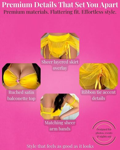 Women's Sexy Princess Lingerie Set - Fairytale Cosplay Fantasy Costume Gold in Saudi Arabia