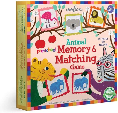 eeBoo: Pre-School Animal Memory and Matching Game, 10 Pairs to Match, Developmental and Educational, Sturdy and Thick Tiles, for Ages 3 and up in Saudi Arabia