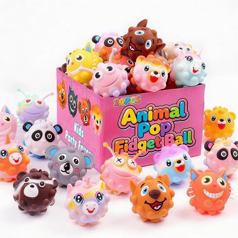 Party Favors for Kids,3D Animal Pop Balls Fidget Toys,Birthday Gifts,Goodie Bag Stuffers,Pinata Stuffers,Carnival Prizes,Treasure Box Toys,Prizes for Kids Classroom in Kuwait