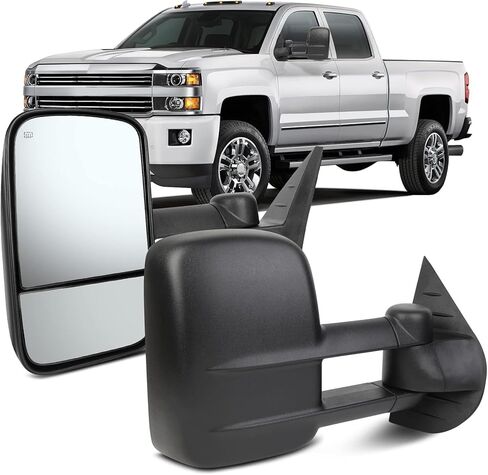 OCPTY Towing Mirrors With Power Heated Left And Right Side Tow Mirrors Compatible With 2007-2013 For Chevy Avalanche 1500 Suburban 1500/2500 For Gmc Yukon Xl 1500/2500 With Black Housing in Saudi Arabia