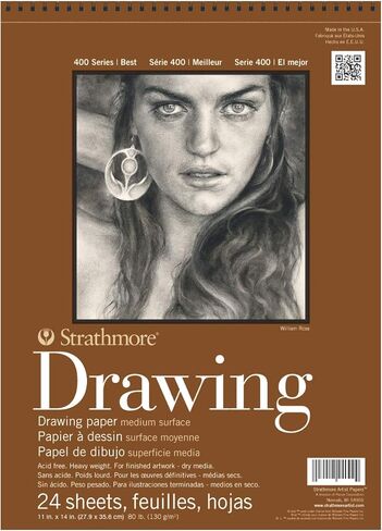 Strathmore Medium Drawing Spiral Paper Pad 11"X14"-24 Sheets -400500 in Saudi Arabia