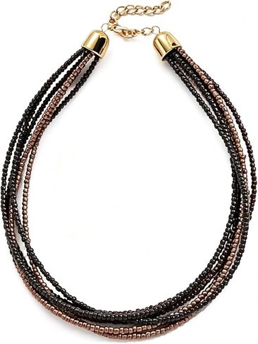Colorful Multi-layered Seed Beaded Necklace Choker For Women Bohemian Handmade Crystal Stone Gemstone Hawaiian Necklace Holiday Birthday Summer Beach Jewelry Gift in Saudi Arabia