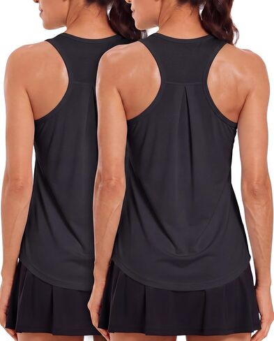 2 Pack Women's Workout Tank Tops Sleeveless Athletic Tops Racerback Loose Fit Running Yoga Shirts in Saudi Arabia