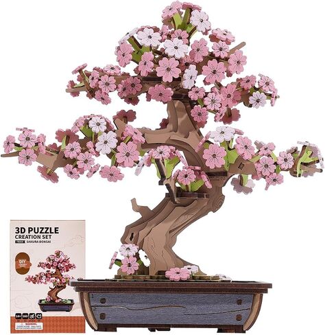 Rowood 3D Wooden Puzzles for Adults,DIY Cherry Blossom Bonsai Tree Botanical Collection Building Set,Craft Kit Gift for Kids on Christmas Birthday ThanksgivingDay-Sakura Bonsai in Saudi Arabia