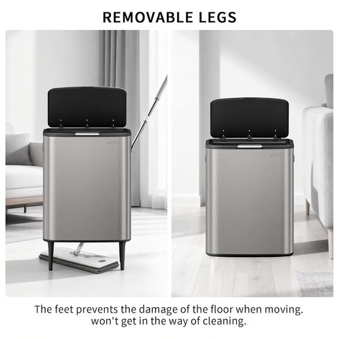 mVm Kitchen Trash Can,16 Gal Large Trash Can +1.3Gal Small Compost bin,Garbage Cans with Lid,Anti-Fingerprint,Easy to Clean,with Inner Bucket Stainless Steel Trash Can for Kitchen,Living Room (Black) in Saudi Arabia
