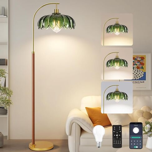 Arc Floor Lamp for Living Room Modern Floor Lamp with Remote Control,Dimmable Crystal Floor Lamp Black Standing Lamp with 10 Color Temperature Tall Chandelier Floor Lamp for Bedroom Corner in Saudi Arabia