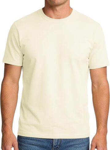 Mens T-Shirt Plain Crewneck Moisture Wicking, Relaxed Fit Tee Shirt Short Sleeve Soft Breathable Tshirt Casual Basic in Saudi Arabia