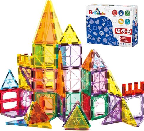 Magnetic Tiles, 100PCS Magnetic Blocks for Kids, Magnet Building Set with 2 Cars, Construction Building Set,STEM Sensory Educational Toys Gift for Toddlers Kids 3 4 5 6 7 8 9 Year Old in Saudi Arabia
