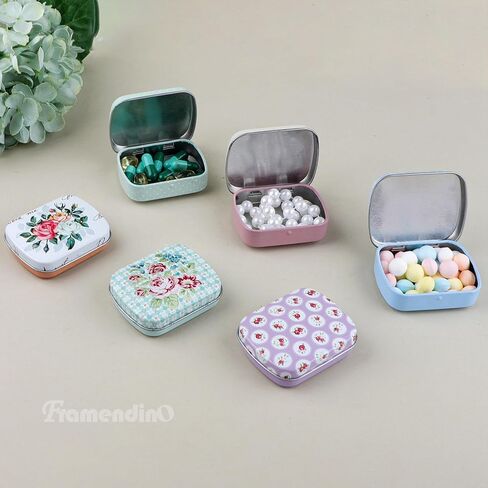 Framendino, 8 Pack Mini Tin Trinket Coin Box Flamingo Pattern Jewelry Storage Case with Lid for Jewelry Storage (Random Color) in Saudi Arabia
