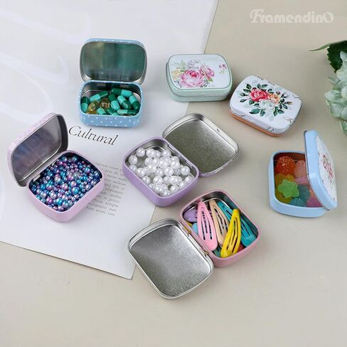 Framendino, 8 Pack Mini Tin Trinket Coin Box Flamingo Pattern Jewelry Storage Case with Lid for Jewelry Storage (Random Color) in Saudi Arabia
