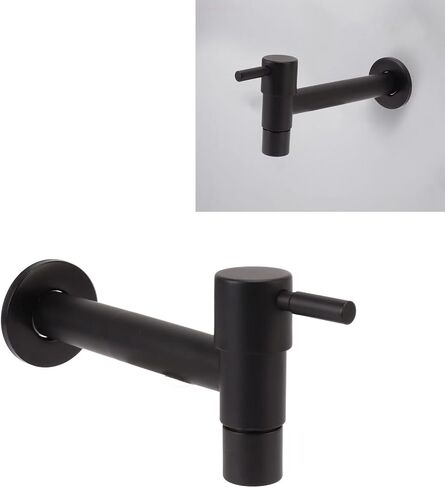 1pcs Garden Bathroom Faucet Single Cold Water Tap 304 Stainless Steel Black Wall Mounted (for Mop Pool) in Saudi Arabia