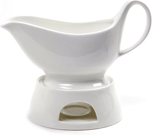 Norpro Porcelain Gravy Sauce Boat with Stand and Candle, 16oz, White in Saudi Arabia