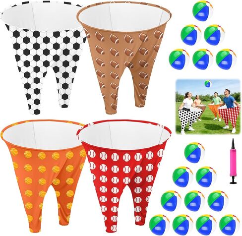4 PCS Granny Pants Outdoor Game Granny Pant Game Set for Adults and Family Hilarious Yard Games Big Pants Ball Catch Game with 4 Giant Stretchy Pants & 12 Bouncy Balls & 1 Air Pump in Saudi Arabia