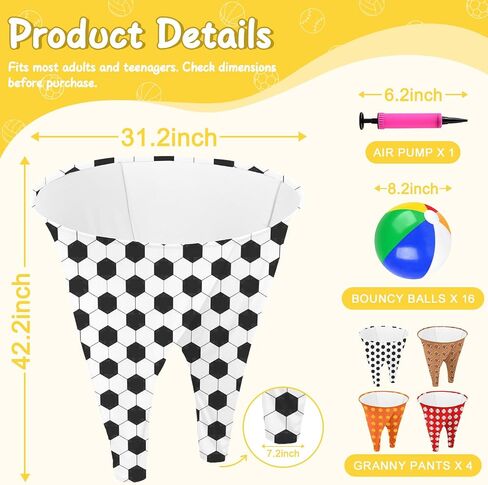 4 PCS Granny Pants Outdoor Game Granny Pant Game Set for Adults and Family Hilarious Yard Games Big Pants Ball Catch Game with 4 Giant Stretchy Pants & 12 Bouncy Balls & 1 Air Pump in Saudi Arabia