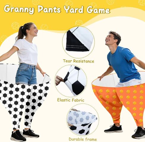 4 PCS Granny Pants Outdoor Game Granny Pant Game Set for Adults and Family Hilarious Yard Games Big Pants Ball Catch Game with 4 Giant Stretchy Pants & 12 Bouncy Balls & 1 Air Pump in Saudi Arabia