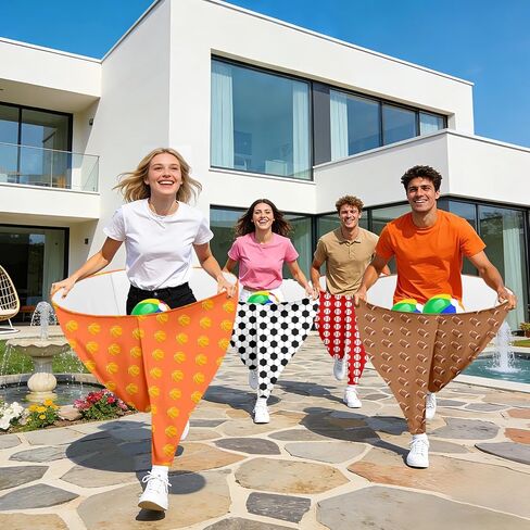 4 PCS Granny Pants Outdoor Game Granny Pant Game Set for Adults and Family Hilarious Yard Games Big Pants Ball Catch Game with 4 Giant Stretchy Pants & 12 Bouncy Balls & 1 Air Pump in Saudi Arabia