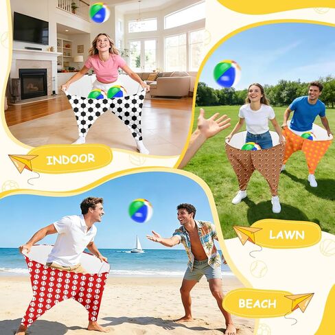 4 PCS Granny Pants Outdoor Game Granny Pant Game Set for Adults and Family Hilarious Yard Games Big Pants Ball Catch Game with 4 Giant Stretchy Pants & 12 Bouncy Balls & 1 Air Pump in Saudi Arabia