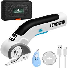 HK Cordless Electric Scissors,Cardboard Box Cutter,4V Rechargeable Rotary Cutter with Safety Lock & Replacement Blade,Cardboard Cutter for Cutting of Fabric, Leather, Carpet, Plastic in Saudi Arabia
