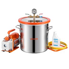 VEVOR Vacuum Chamber with Pump, 2 Gallon Vacuum Chamber, 3CFM 1/4HP Vacuum Pump with High-Capacity 2 Gallon Vacuum Chamber, Vacuum Degassing Chamber Kit for Automobile Maintenance, Vacuum Packaging in Saudi Arabia