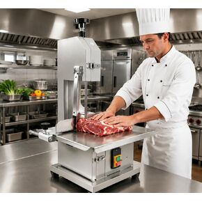 Bone Saw Meat Cutter, 1500W Industrial Butcher Tool Meat Saw, 0.04-7.8 In Cutting thickness Meat Band Saws, 330-441 LBS/H High Speed for Butchering for Ribs/Beef/Poultry in Saudi Arabia
