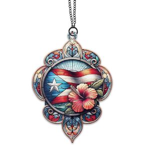 Taino Sol Car Charm Hanging Accessories, Puerto Rico Symbol Suncatcher Christmas Ornaments for Tree, Colorful Boricua Ornament, Unique Birthday Gifts for Family, Boss, Puerto Rican, Housewarming in Kuwait