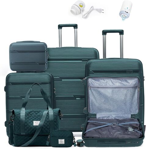 Luggage Sets 3 Piece, Vacuum Suitcase for Travel Hardside Carry on Luggage Set with Spinner Wheels, TSA Lock Hradshell Luggages with Travel Bag (28/24/20/13 Inch, 6 Piece Sets) in Saudi Arabia