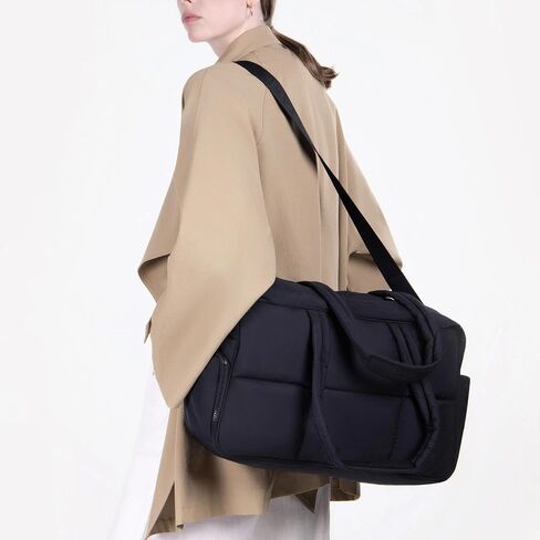 Comfyable Nylon Duffle Bag for Travel, Gym, Weekender Luggage Puffer Bag with Removable Shoe Compartment, Carrying Overnight Bag with Laptop Compartment For Women Men, Water-Repellent, Taupe in Saudi Arabia