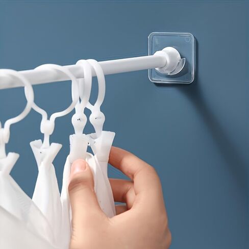 4pcs No-Drill Curtain Rod Holder Set – Self-Adhesive Adjustable Wall Hooks for Curtain Rods & Towel Rods – Durable Plastic Mounts for Bedroom, Living Room, Bathroom & Kitchen (Transparent Set 4PCS) in Saudi Arabia