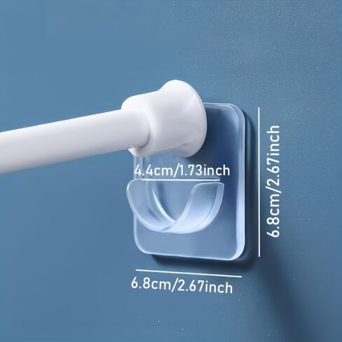 4pcs No-Drill Curtain Rod Holder Set – Self-Adhesive Adjustable Wall Hooks for Curtain Rods & Towel Rods – Durable Plastic Mounts for Bedroom, Living Room, Bathroom & Kitchen (Transparent Set 4PCS) in Saudi Arabia