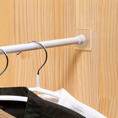 4pcs No-Drill Curtain Rod Holder Set – Self-Adhesive Adjustable Wall Hooks for Curtain Rods & Towel Rods – Durable Plastic Mounts for Bedroom, Living Room, Bathroom & Kitchen (Transparent Set 4PCS) in Saudi Arabia