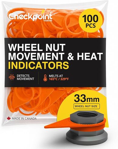 Checkpoint High-Temperature Wheel Nut Indicator 33 mm Orange – Visual Indicator for Fleets, Industrial Trucks, and Goods Transporters – Lug Nut Arrows Orange 33 mm (Bag of 100 Pcs) in Kuwait