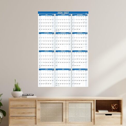 2025 Yearly Wall Calendar - Jan. 2025 - Dec. 2025, 22.8" x 34.4" (Open), 2025 Wall Calendar, Premium Paper, Double-Sided Small Round Sticks, Blue in Saudi Arabia